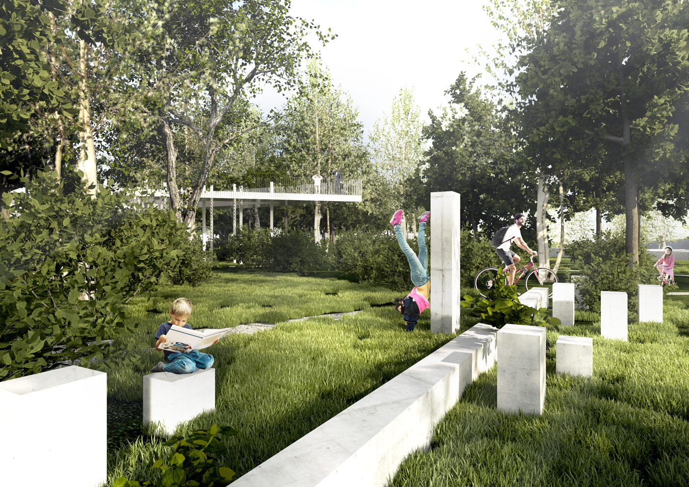 Perspectivă din propunerea de concurs, de aproape – Parcul Feroviarilor, Cluj-Napoca