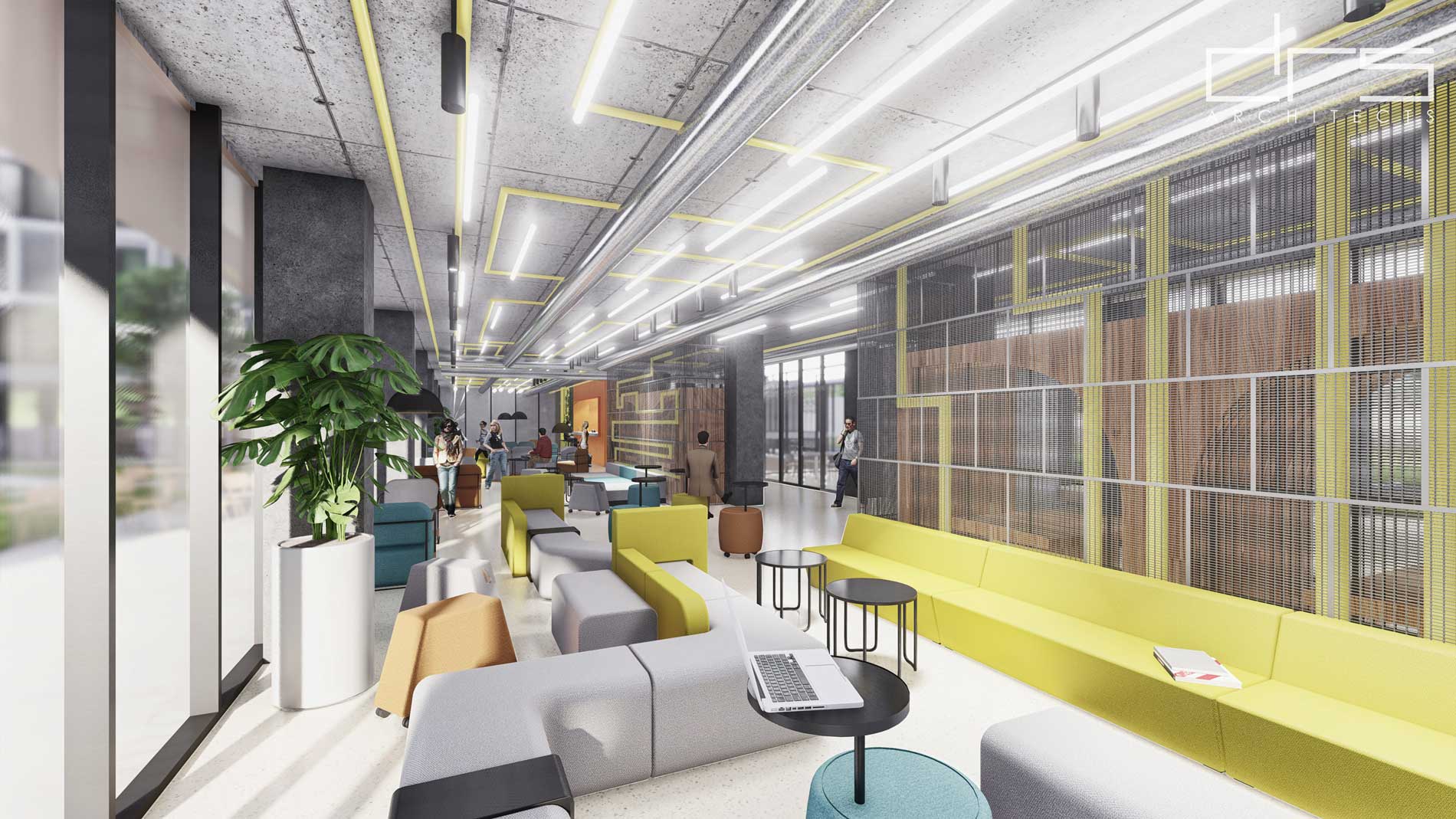 Zonă de recepție și primire – Unique Student Housing, București