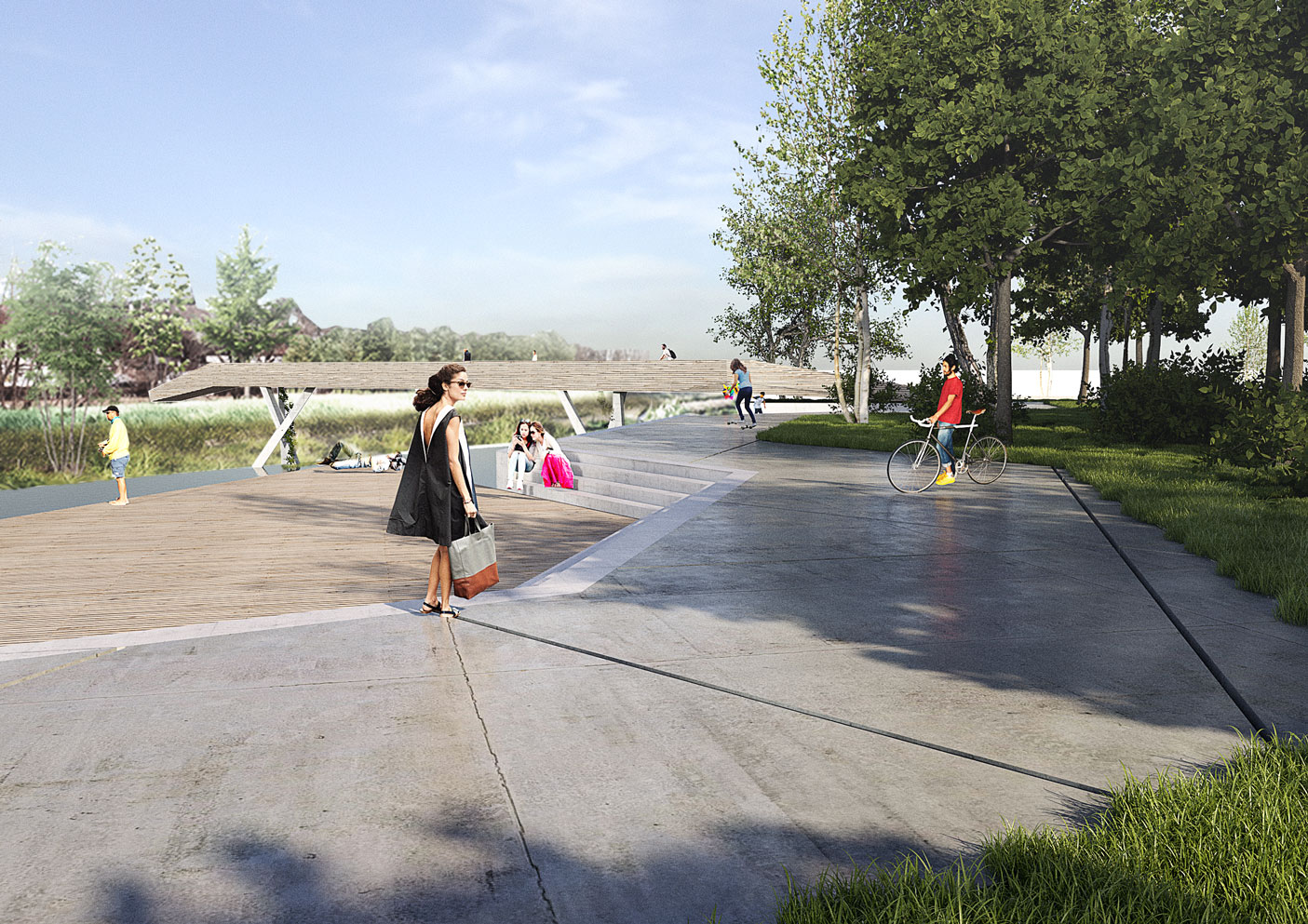 Perspectivă din propunerea de concurs, detaliu – Parcul Feroviarilor, Cluj-Napoca