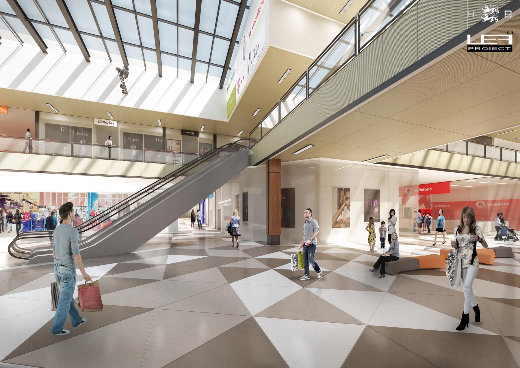Perspectivă asupra atriumului – Extindere City Park Mall Constanta, Constanța